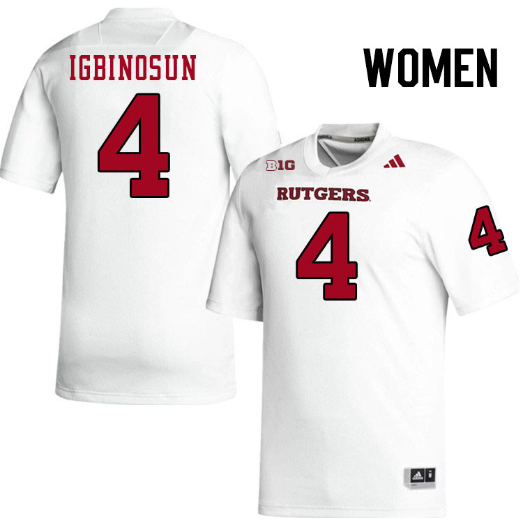 Women #4 Desmond Igbinosun Rutgers Scarlet Knights 2024 College Football Jerseys Stitched-White